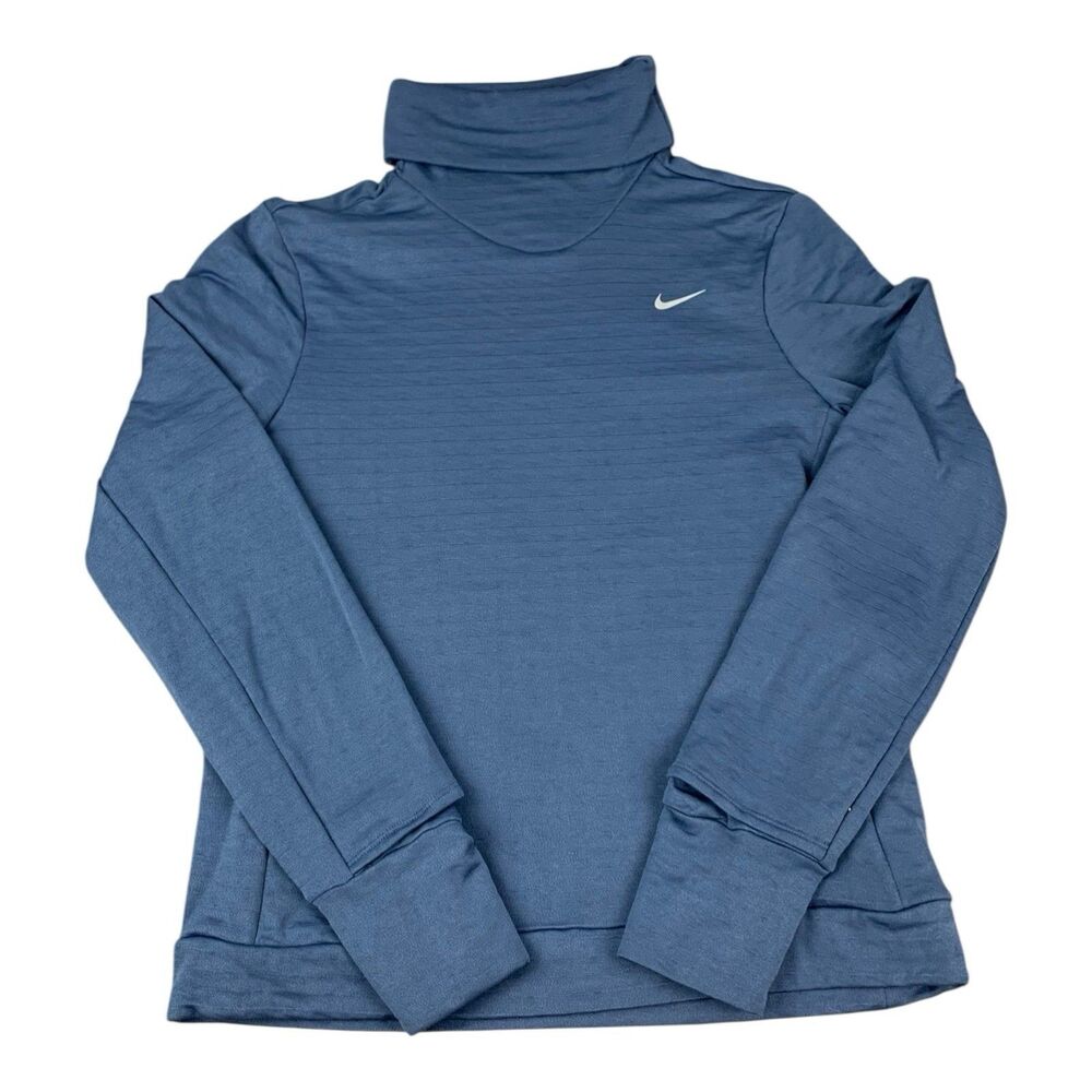 Nike Therma-Fit Pullover Running Top Mock Neck Long Sleeve Blue Women's Sz Small